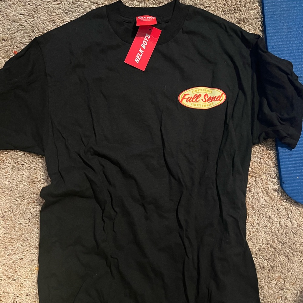 Nelk full send black always baking always brewing medium tee shirt